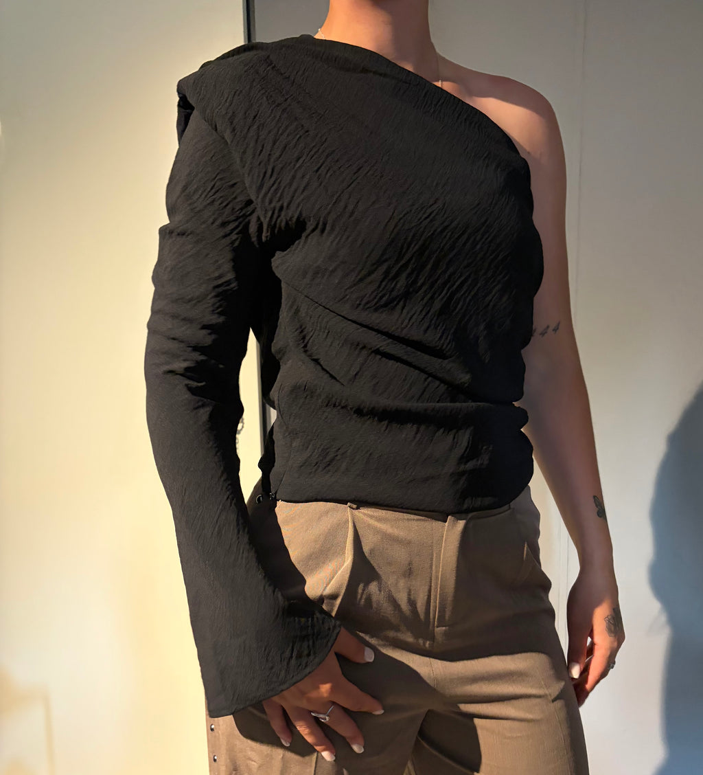 Amalia One Shoulder Top Black