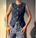 Denim Gilet Dark Brown
