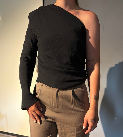 Amalia One Shoulder Top Black