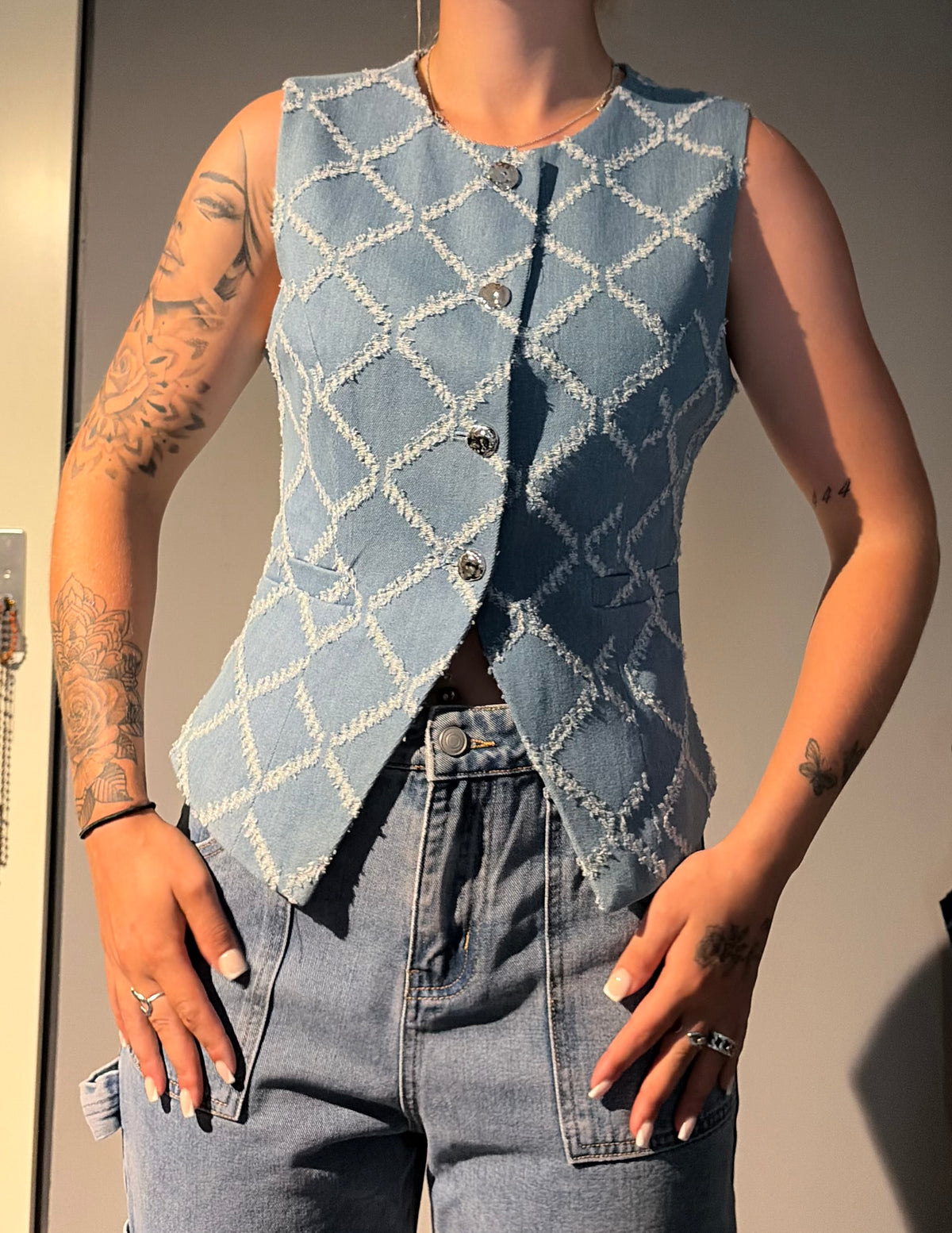 Denim Gilet Light Blue