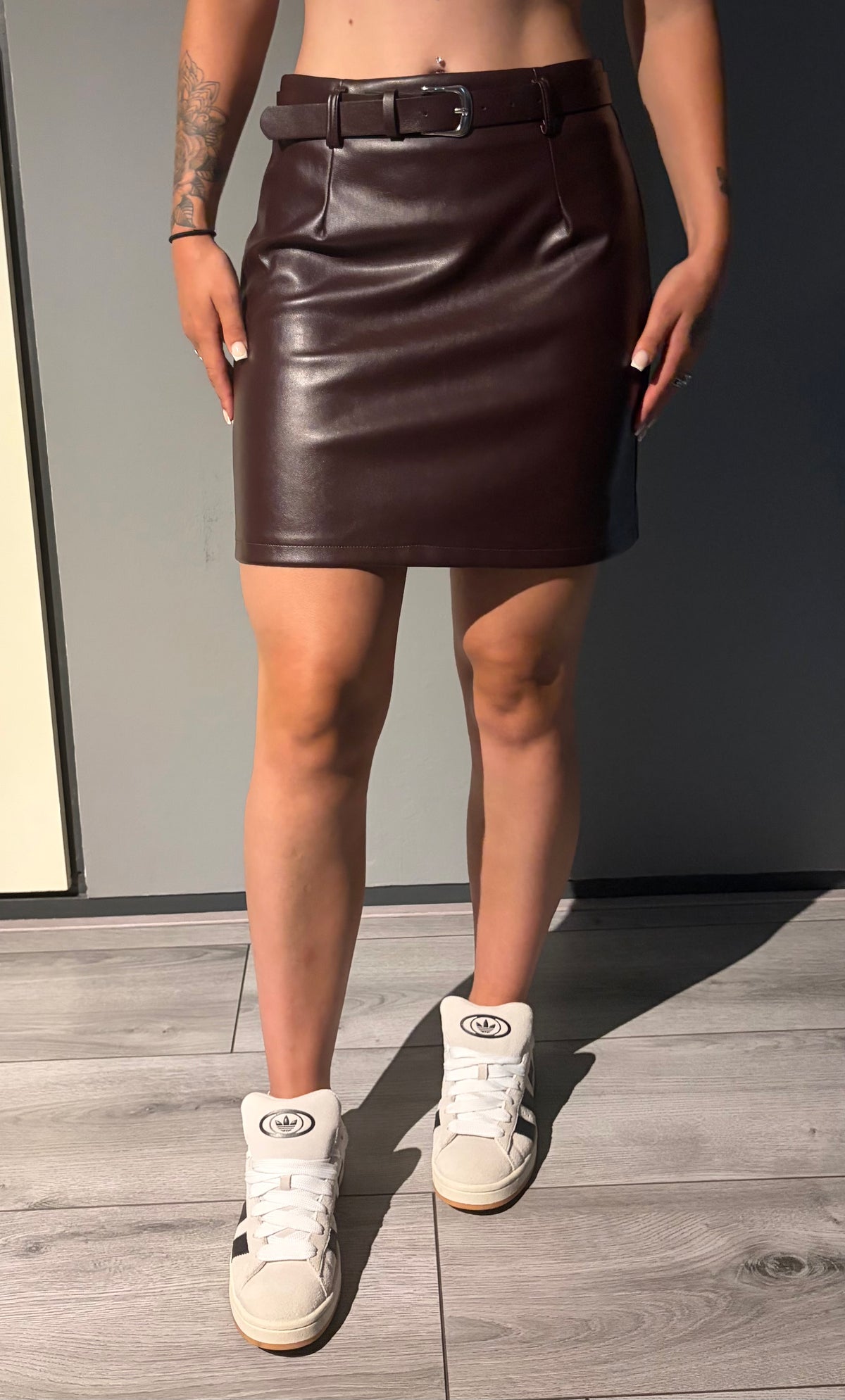 Burgundy Leather Skirt